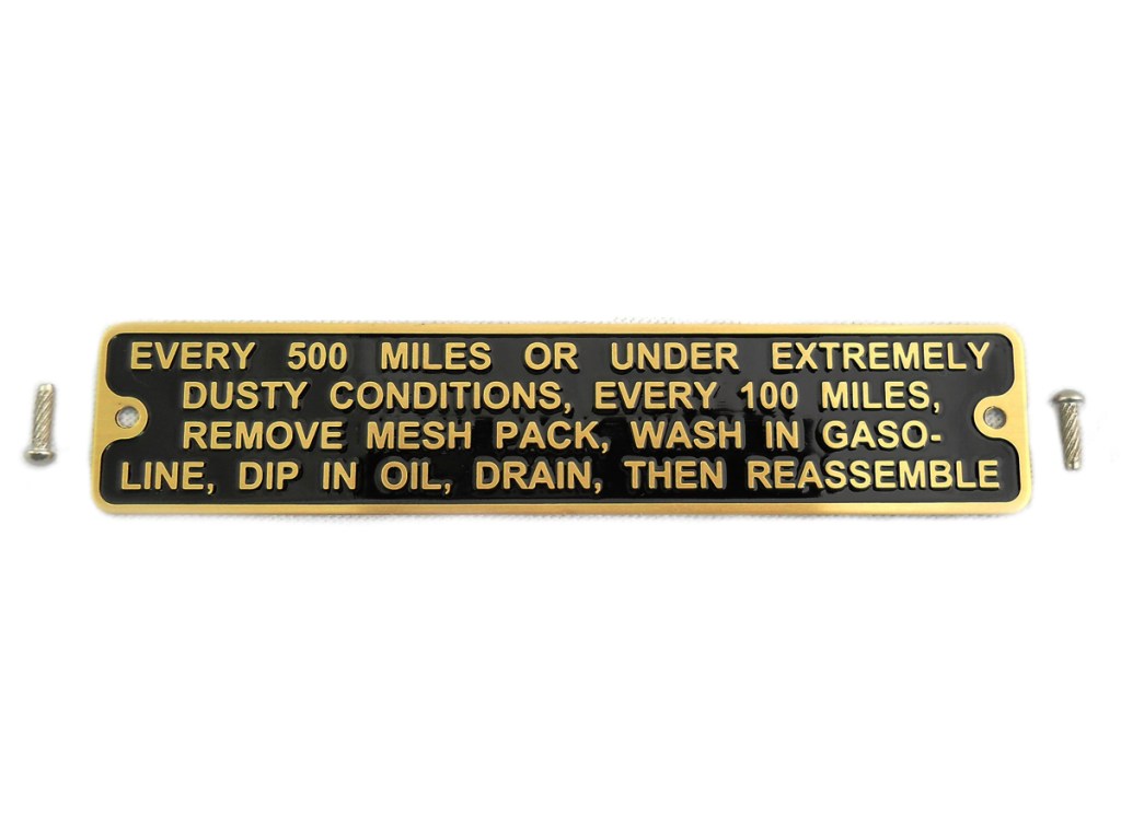 Air Cleaner Instruction Tag