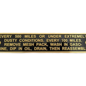 Air Cleaner Instruction Tag