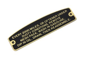 Air Cleaner Instruction Tag